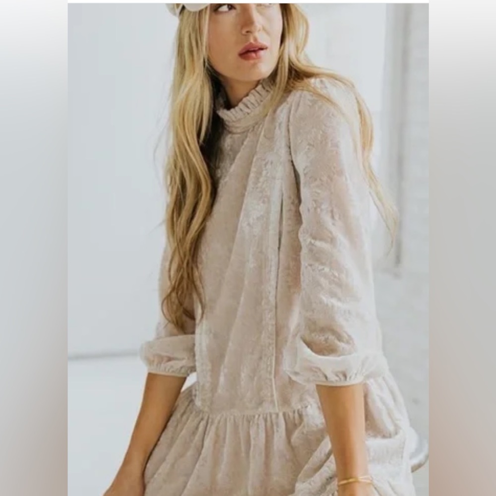 NWT Salt Velvet Burnout Dress Ivory XXL